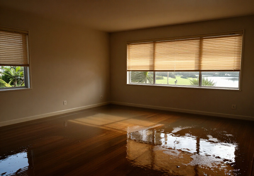 Wet carpet in Lugarno home before drying